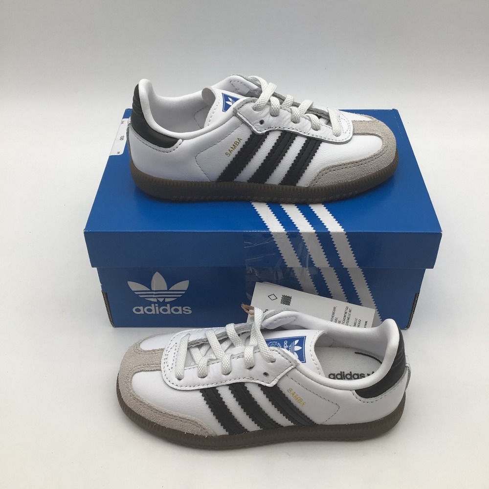 Adidas Samba OG EL I Kids White Black Gum Sneakers IE3679 Size 9K NEW